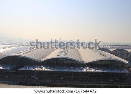 Hong Kong, November 29: The Exterior Of Terminal In Hong Kong International Airport On 29 Nov 2014. It Also Called Chek Lap Kok Airport, It Is The Main Airport In Hong Kong.