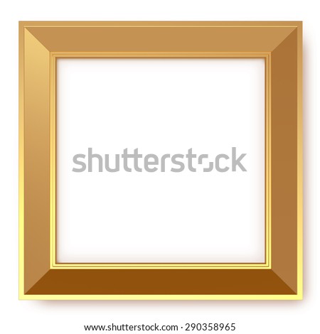 Square gold frame template on the white background