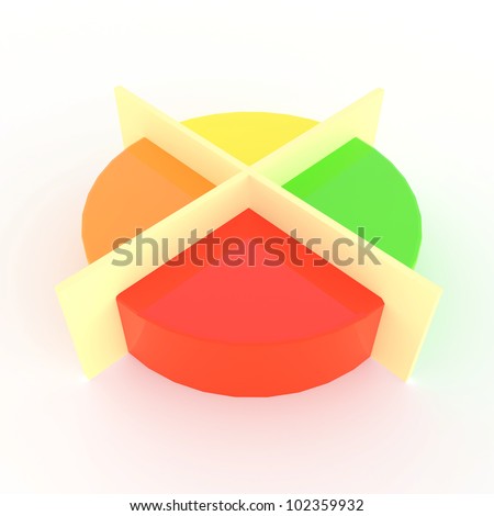 Colorful pie chart divided into four parts crossed