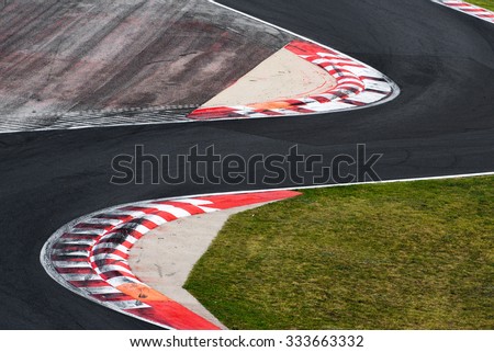 Race track curve road for car racing , close up