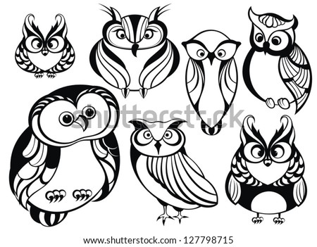 Set of cute owls - stock vector