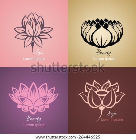 Lotus sign vector for spa, beauty salon, cosmetician,  yoga class, hotel and resort