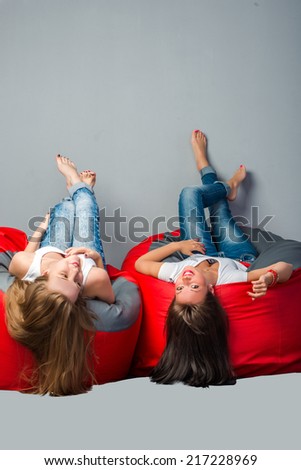 girl on the couch upside down