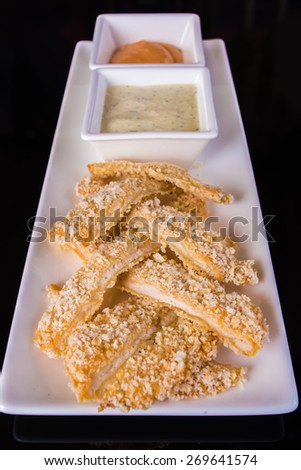 Fish fillets with sauces