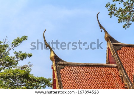 Beautiful temple roof tile pattern in Thailand.