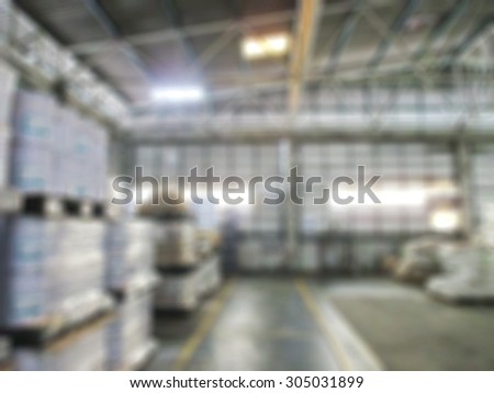blur background :  Products chemical in warehouse of factory.