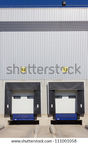 Loading dock doors at warehouse