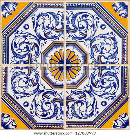Traditional Portuguese azulejos, painted ceramic tilework
