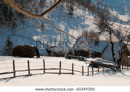 Rural activities in winter in a Mountain Village