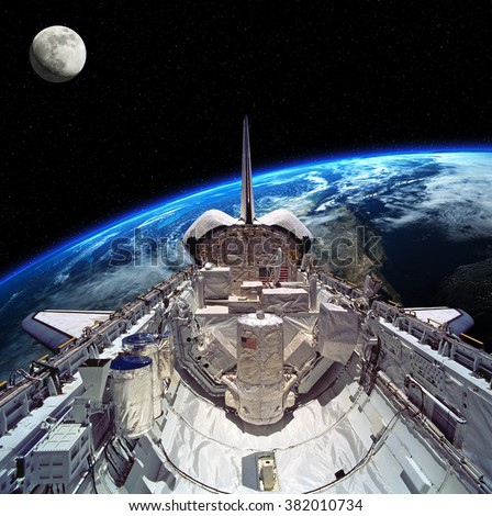 Space Shuttle orbiting the earth. Elements of this image furnished by NASA.