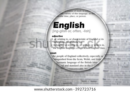 Dictionary showing the word \'English\'.