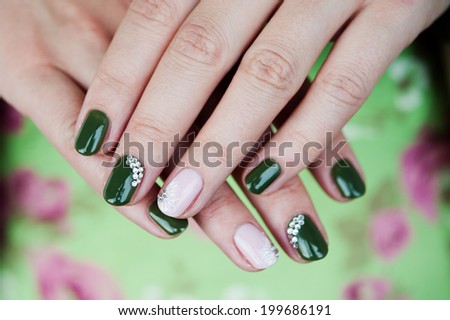 decorated nails / Nails decorated with lacquer hybrid
