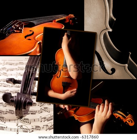 This is a violin themed collage.  It illustrates love for good classic music