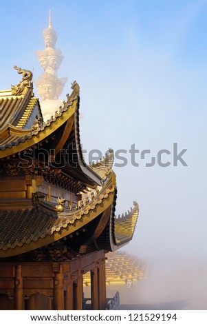 Golden Temple and Golden Summit at Emei Shan Sichuan China Golden Temple and Golden Summit at Emei Shan Sichuan China