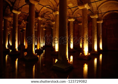 Underground Basilica Cistern (Yerebatan Sarnici) in Istanbul, Turkey