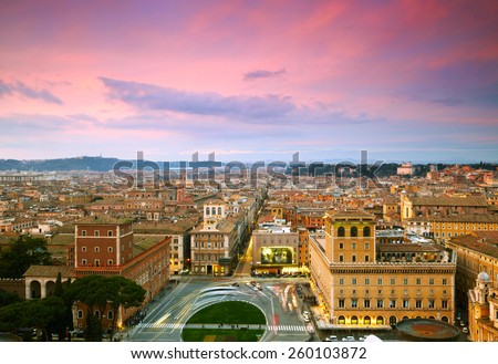 Wonderful view of Rome at sunset time