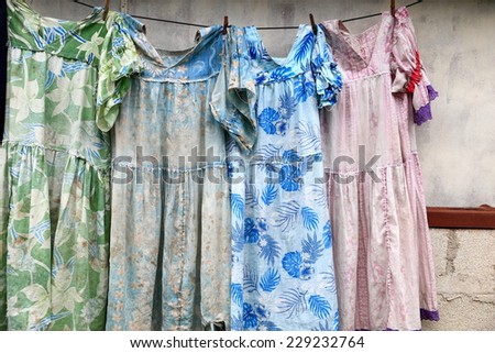 Hanging dresses-Hog Harbour-Espiritu Santo-Vanuatu