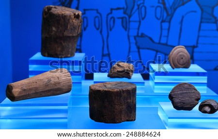 IRUN,SPAIN-FEBRUARY 1, 2015: The Oiasso Irun museum exhibits permanent exhibition discovered remains of Roman site in the city on February 1, in Guipuzcoa, Spain.