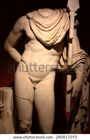 ANTALYA-TURKEY,MARCH 29, 2015: Antalya Museum exhibits unique pieces of Greco-Roman art found in the area  on March 29, 2015 in  Turkey.