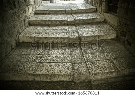 the old steps of the ancient city