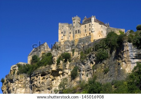 castle of Beynac is located in France in Perigord. The Dordogne, high French tourist area.