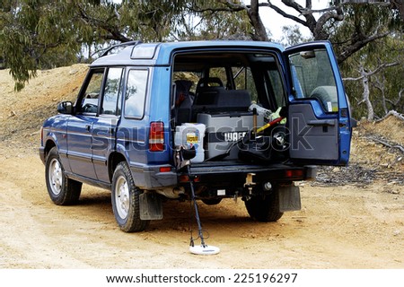 AUSTRALIA - APRIL 24: All terrain vehicle equipped and loaded with metal detectors to go prospecting for gold nuggets in the Australian bush, April 24, 2007