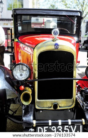 ALES, FRANCE - APRIL 11: old Citroen car from the 1920s photographed vintage car rally Town Hall Square in the town of Ales, in the Gard department, April 11, 2015.