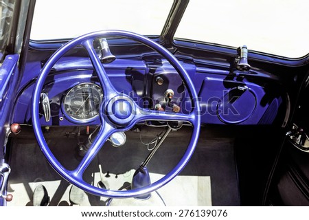 ALES, FRANCE - APRIL 11: Peugeot 302 manufactured from 1936 to 1938 photographed the rally of vintage cars Town Hall Square in the town of Ales, April 11, 2015.