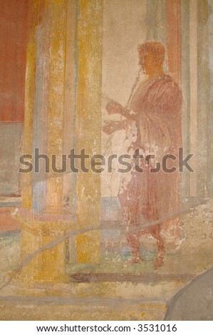 stock photo : Ancient Fresco from the walls of the Pompeii, Italy ruins.