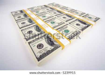 Stacks of Ten Thousand Dollar Piles of One Hundred Dollar Bills
