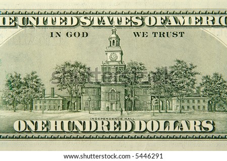1 dollar bill back. a One Hundred Dollar Bill