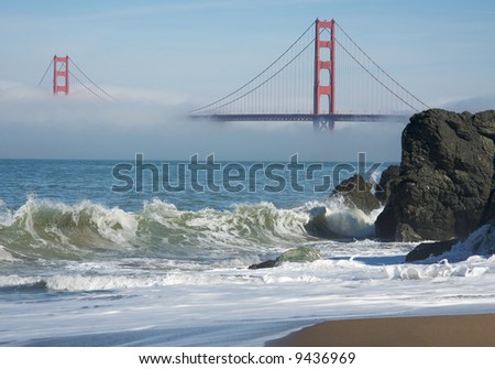 san francisco golden gate bridge fog. stock photo : The Golden Gate