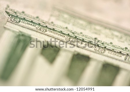 dollar bill back. the U.S. Five Dollar Bill