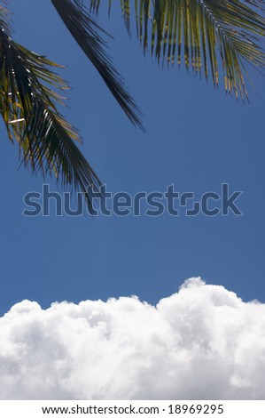 White Cumulus Clouds off the coast of Kauai, Hawaii