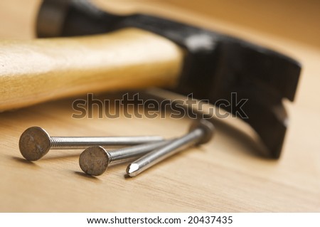 Clip Art Hammer And Nail. stock photo : Hammer and Nails