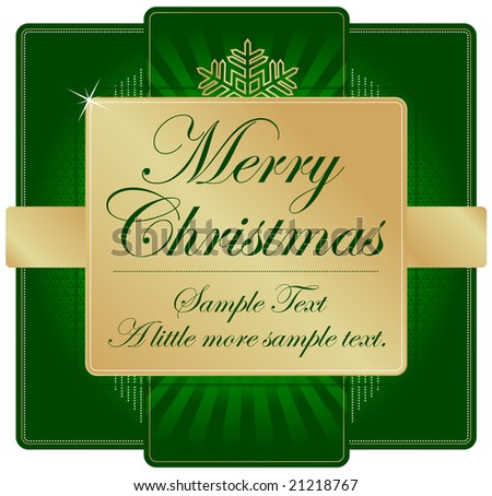 Ornate Green and Gold Christmas Label with room for your own text. Please see my color variations on this illustration.