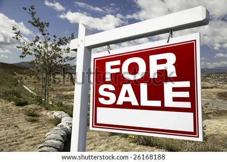 For Sale Real Estate Sign and Empty Construction Lots - Ready for your own message.
