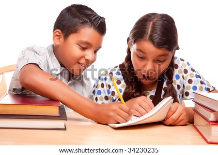 20 Ways to Have Fun while Studying Stock-photo-hispanic-brother-and-sister-having-fun-studying-together-isolated-on-a-white-background-34230235
