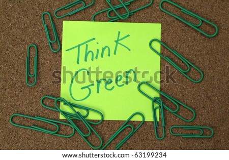 Eco environmental concept: Green post it note with 