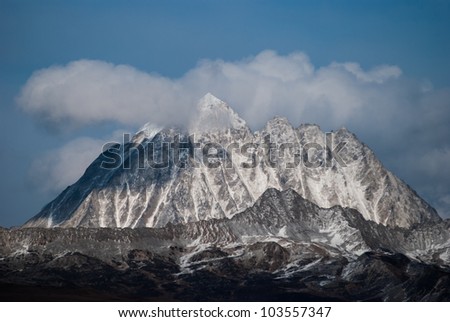 close view of a snow mountain in tibetan area of Sichuan, China