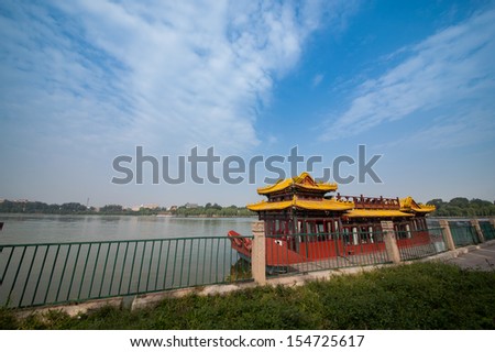 boat in the lake in Beihai Park, Beijing