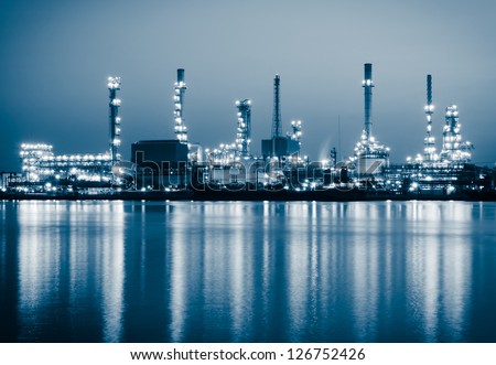 Oil refinery at twilight Bangkok Thailand