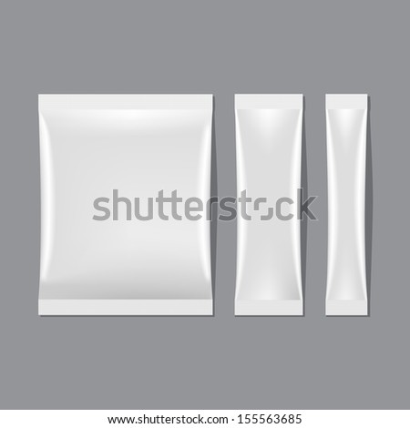 Vector Set of White Blank Sachet Packaging Vector Set of White Blank Sachet Packaging