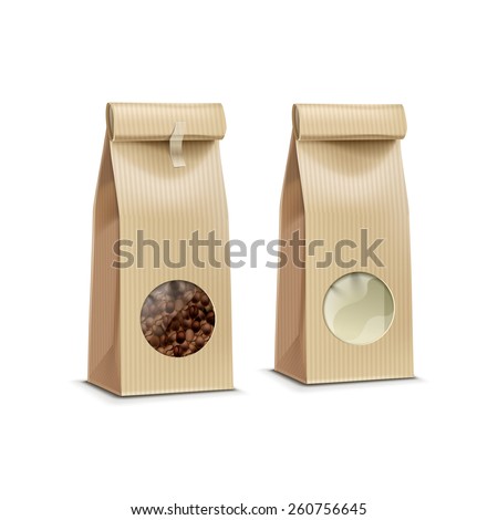 Vector Coffee Packaging Package Bag Isolated on White Background Vector Coffee Packaging Package Bag Isolated on White Background