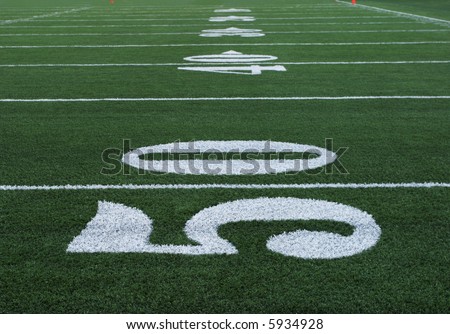 Football Yard Markers from Fifty Yard Line through End-zone
