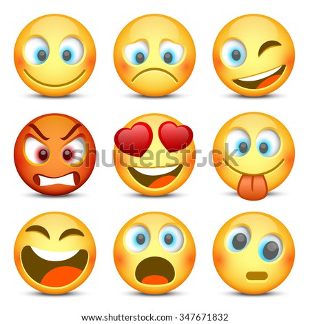 Emoji and sad icon set. Vector illustration