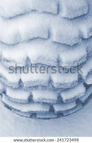 Terrain tire frosted winter, close-up