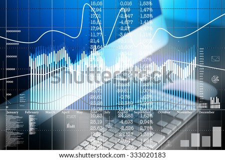World economics. Finance concept with keyboard computer and stock market statistics