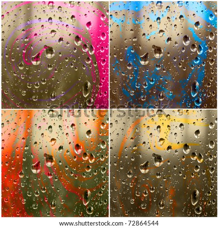 set dripped water on abstract background