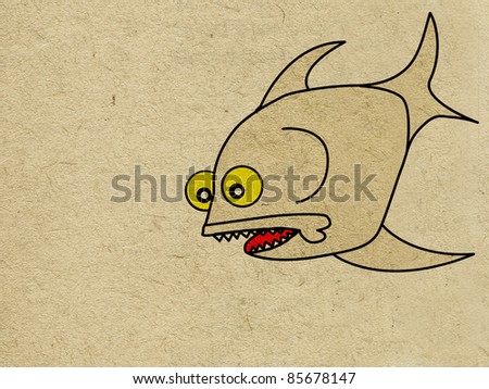 mad fish on grunge background